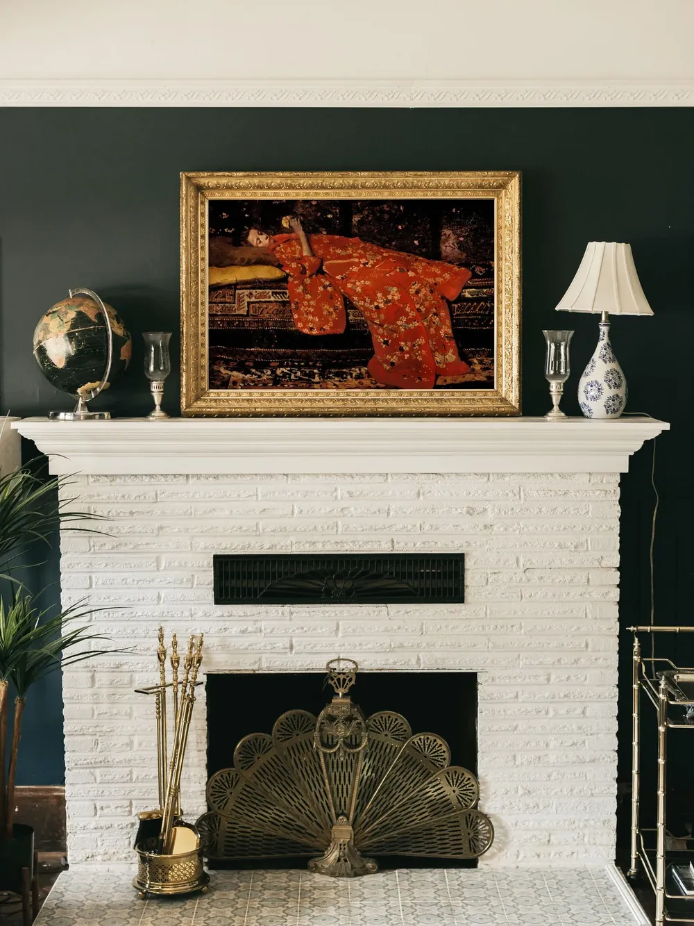 Vintage Woman in Red Kimono, Portrait Art Print - Image 2