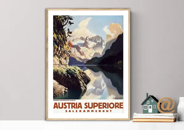 Austria Superiore Vintage Travel Poster, Wall Decor