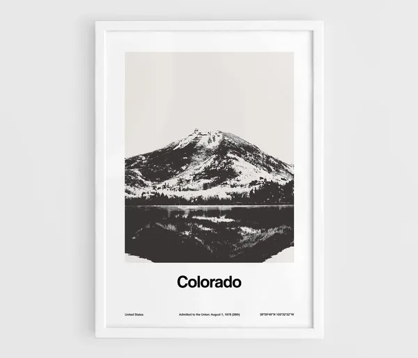 Colorado Print, Minimalist Colorado Mountains Poster
