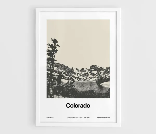 Colorado Lake Print, Minimalist Mountain Art Print