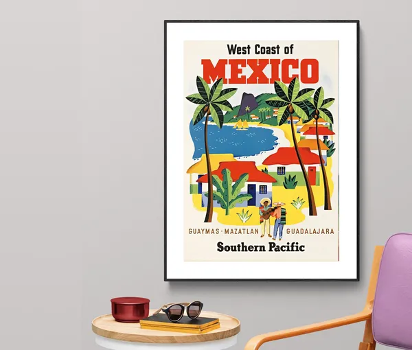 West Coast Of Mexico Vintage Travel Poster, Travel Poster