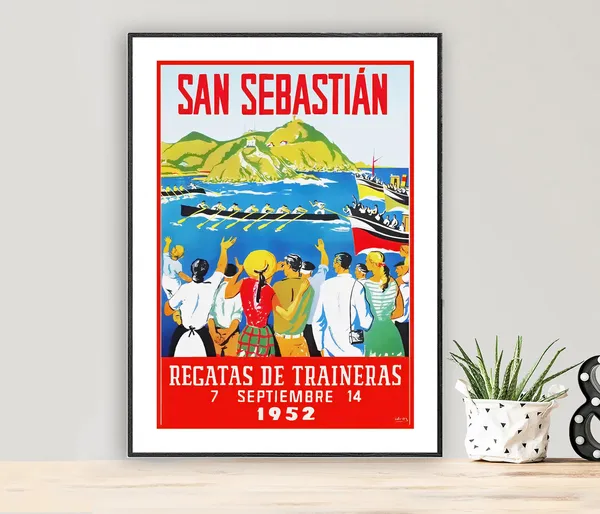 San Sebastian Regatas Spain Vintage Travel Poster