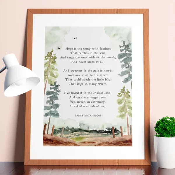 Hope Is The Thing With Feathers, Minimalist Art Print