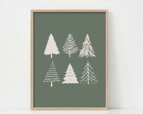 Christmas Tree Art Print, Modern Farmhouse Holiday Decor