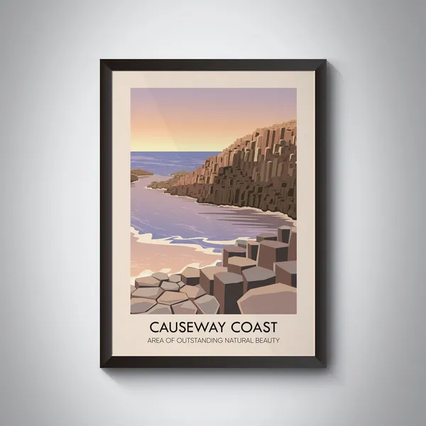 Causeway Coast Vintage Travel Poster, County Antrim