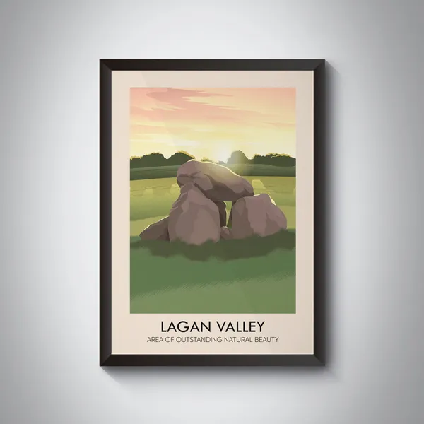 Lagan Valley AONB Vintage Travel Poster, Northern Ireland