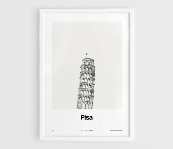 Pisa Minimalist Travel Poster, Tuscany Italy Print