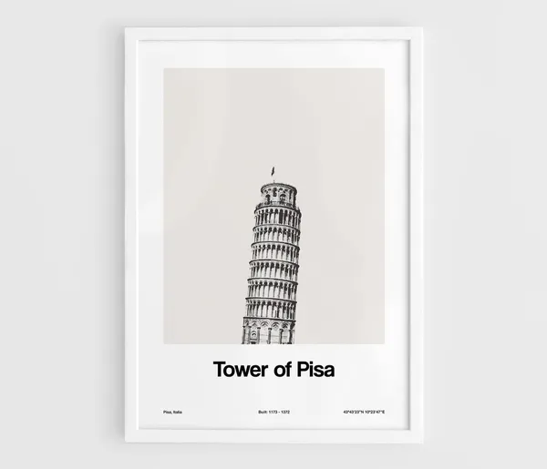 Tower Of Pisa Minimalist Travel Poster, Tuscany