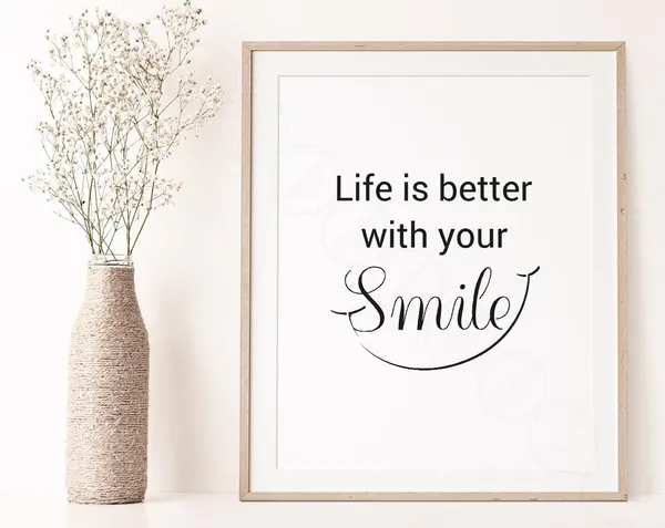 Smile Quote Poster, Uplifting Typography Decor