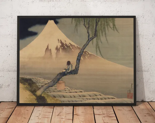 Katsushika Hokusai Mount Fuji and Fisher Boy Poster