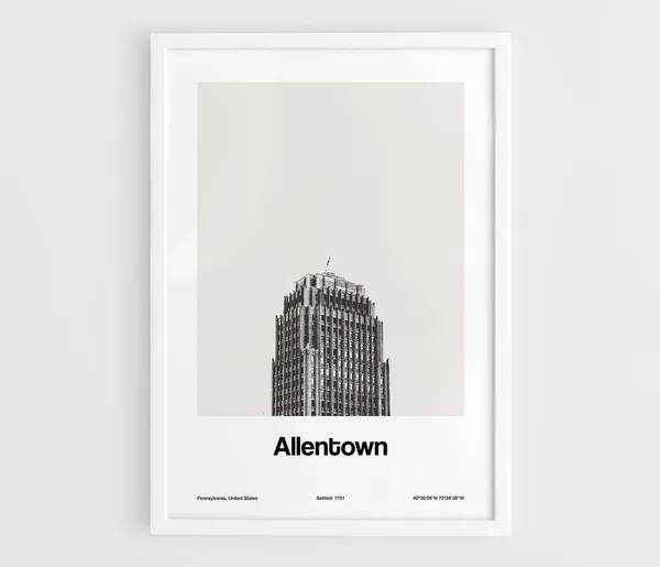 Allentown Pennsylvania Skyline, Minimalist Art Print
