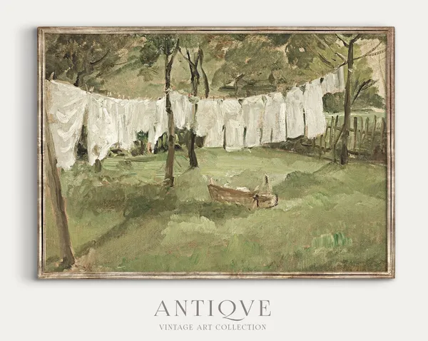 Vintage Laundry Room Painting, Farmhouse Decor