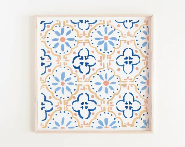 Blue And Cream Moroccan Tile Pattern Art Print