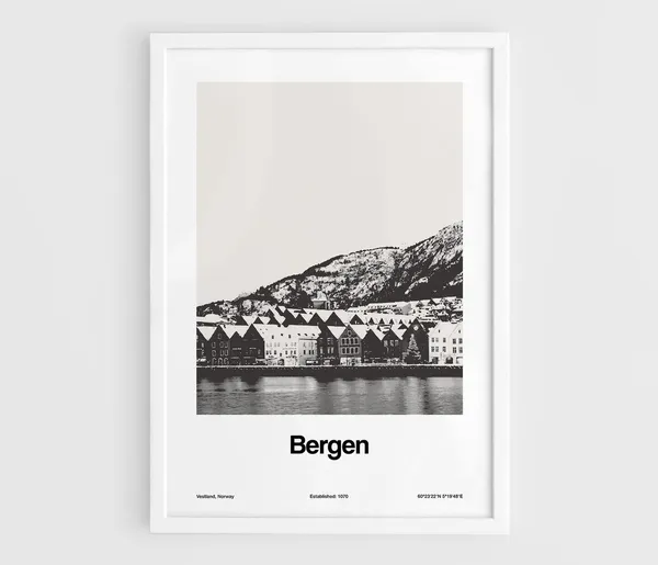 Bergen Norway Minimalist Travel Poster Art Print