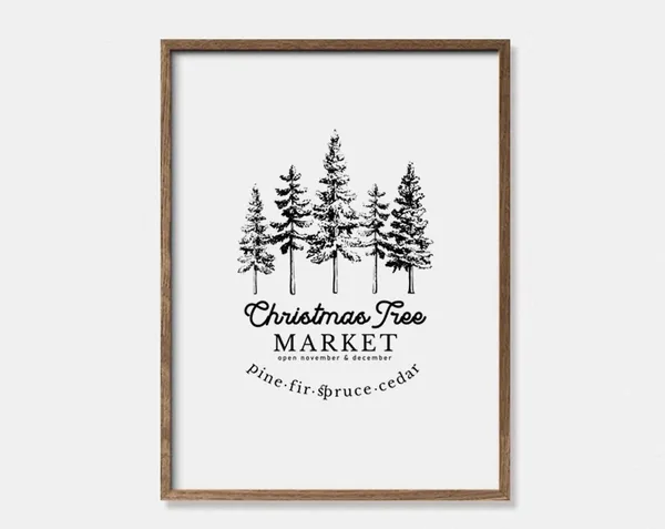 Christmas Tree Market Vintage Holiday Art Print