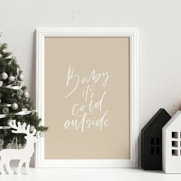 Christmas Art Neutral Print, Modern Holiday Decor