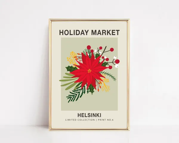 Helsinki Holiday Flower Market Christmas Art Print