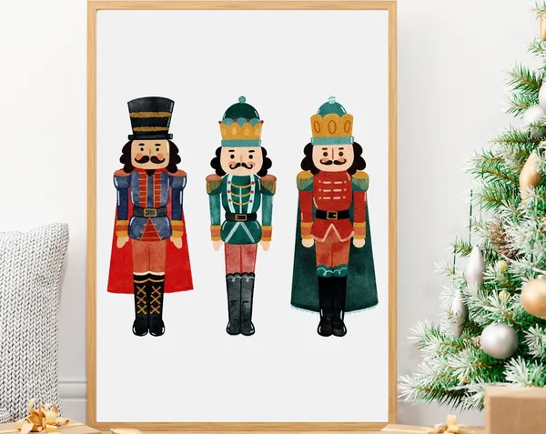 Nutcracker Christmas Wall Art Print, Holiday Decor