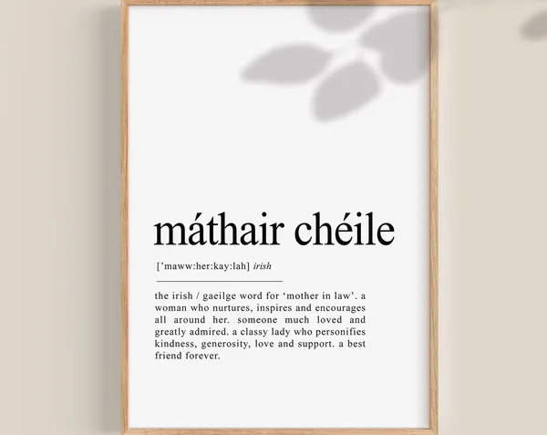 Mathair Cheile Irish Definition Art Print, Gaeilge