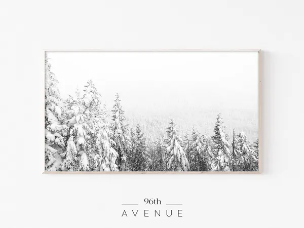 Snowy Forest Christmas Winter Scene Art Print
