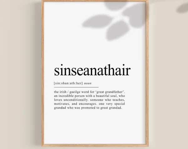 Sinseanathair Irish Definition Art Print, Great Grandad