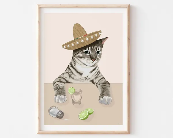 Cat Cat - Contemporary Travel Poster