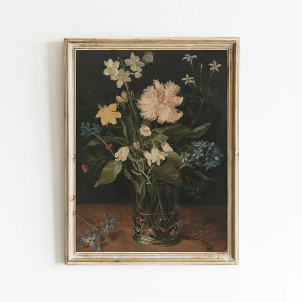 Vintage Floral Still Life, Botanical Art Print