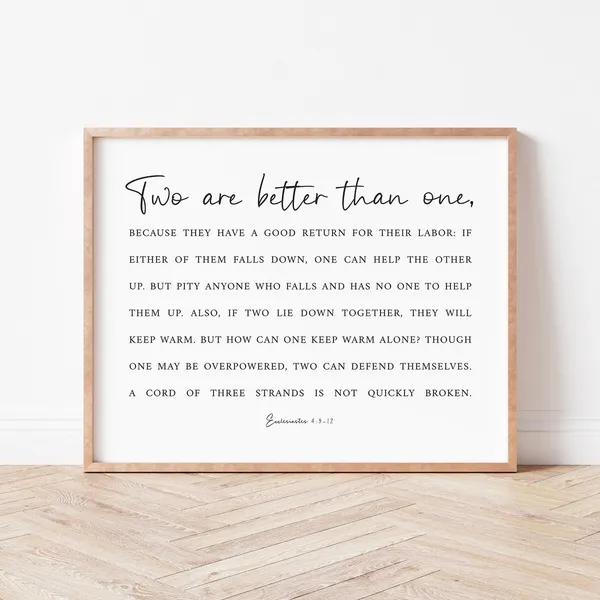 Two Are Better Than One Wedding Bible Poster
