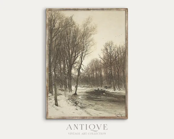 Snowy Landscape - Vintage Winter Art
