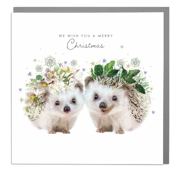 Hedgehogs Happy Christmas Greeting Card