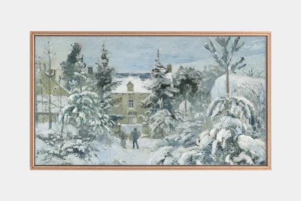 Winter Landscape Vintage Art Print, Snowy Tree Scene