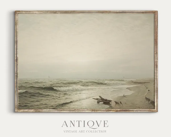 Antique Coastal Vintage Sea Waves Art Print