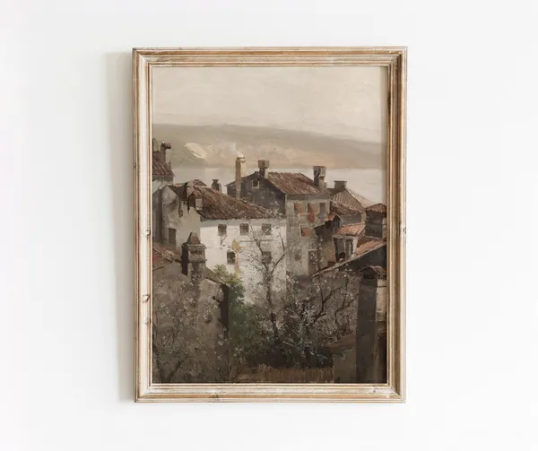 German Village Vintage Cityscape Art Print