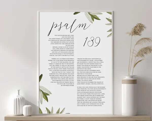 Psalm 139 Bible Verse Christian Wall Art Print