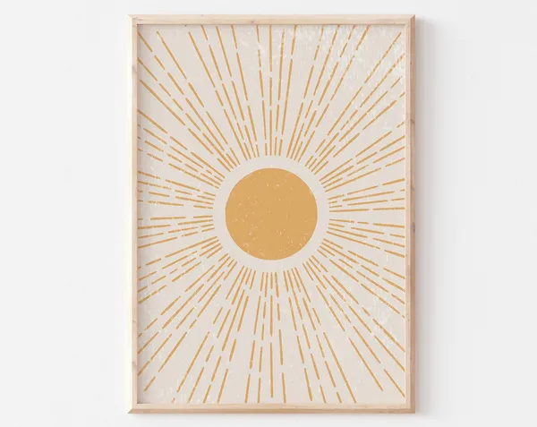 Boho Sun Art Print, Sunburst Sunrise Poster