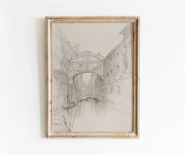 Bridge Of Sighs Vintage Venice Travel Poster