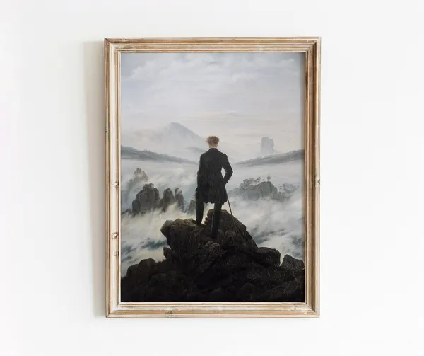Man On A Rock Vintage Portrait Landscape Poster