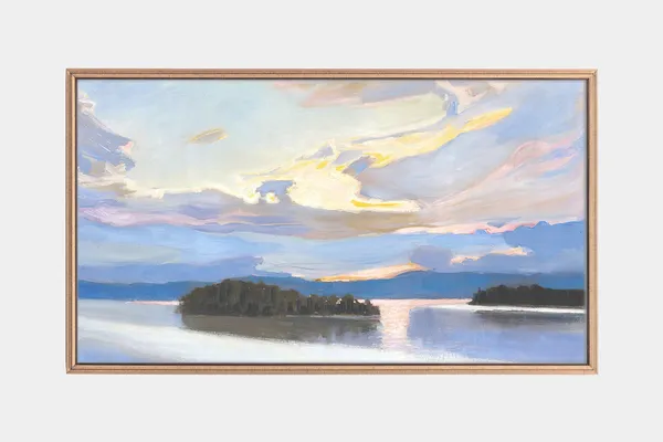 Vintage Lake Landscape Art Print for TV Frame