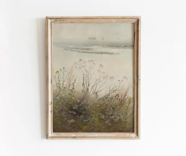 The Shore Vintage Shoreline Botanical Landscape Art Print