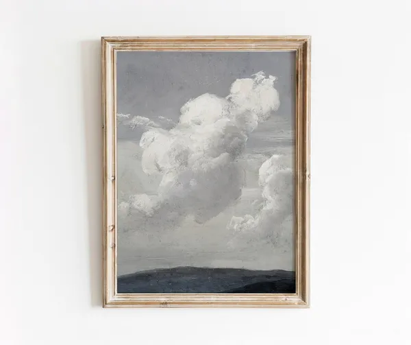 Sky Study Vintage Skyscape, Distant Landscape Art Print