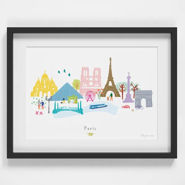 Paris Skyline Cityscape Landmarks Art Print