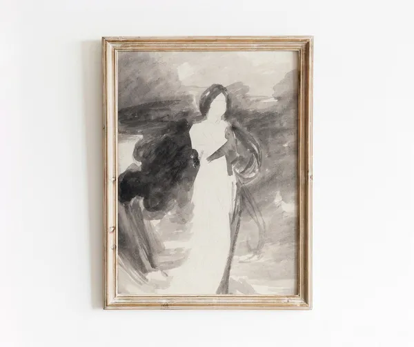 Abstract Woman Vintage Watercolor Art Print