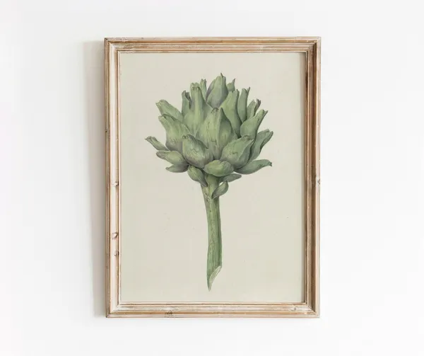 Green Artichoke Vintage Vegetable Botanical Art Print