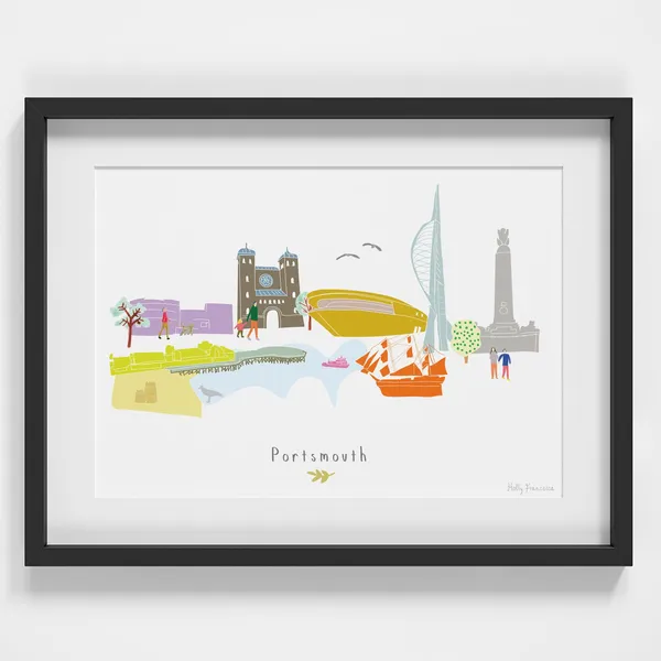 Portsmouth Skyline Cityscape Landmarks Art Print