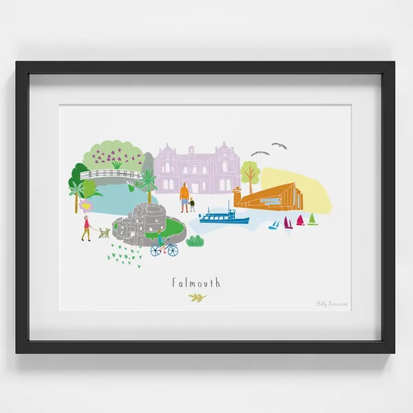 Falmouth Skyline Cityscape Landmarks Art Print