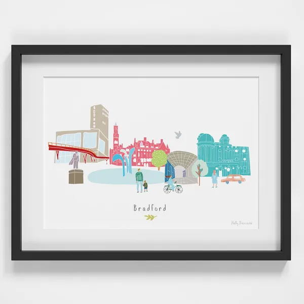 Bradford Skyline Cityscape Landmarks Art Print