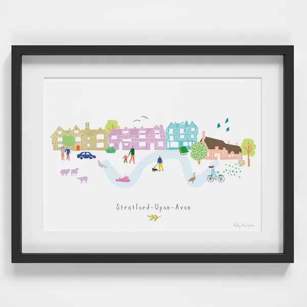 Stratford-upon-Avon Skyline Landmarks Art Print