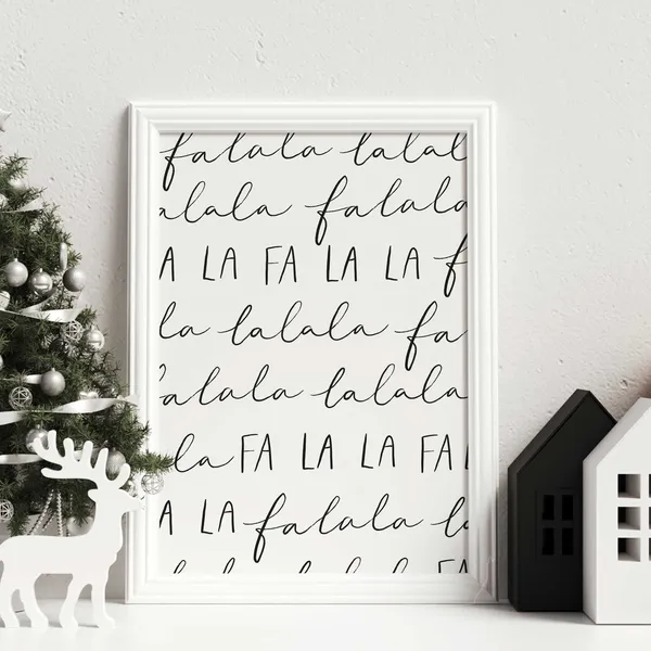 Christmas Black and White Scandinavian Art Print