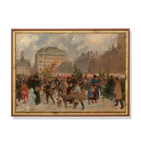 Christmas Fair Vintage Art Print, Winter Holiday