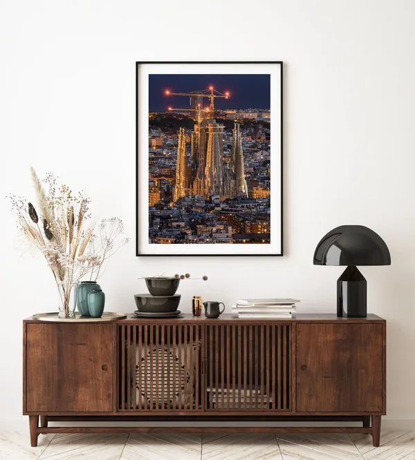 Barcelona Sagrada Familia Night Travel Poster